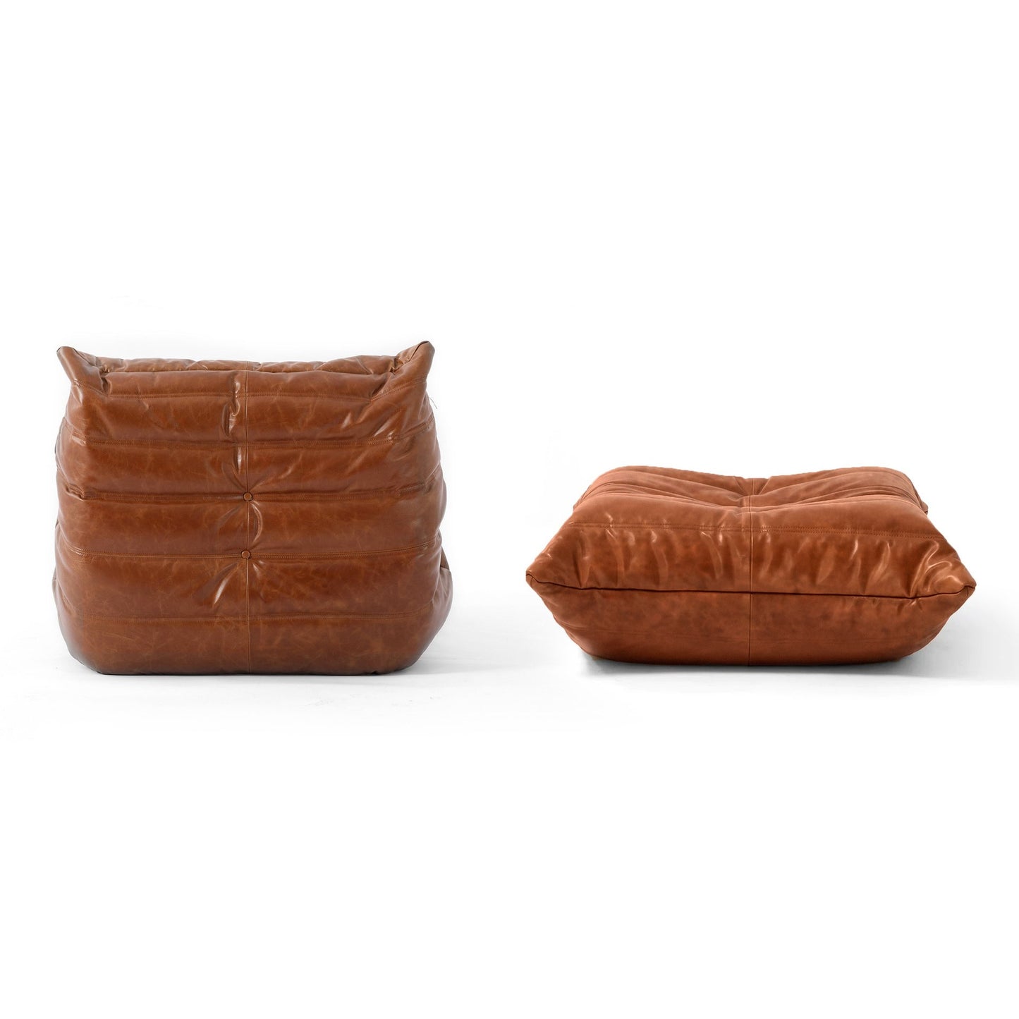 Wave Lounge Chair and Footstool Set – Cozy Upholstered 2-Piece
