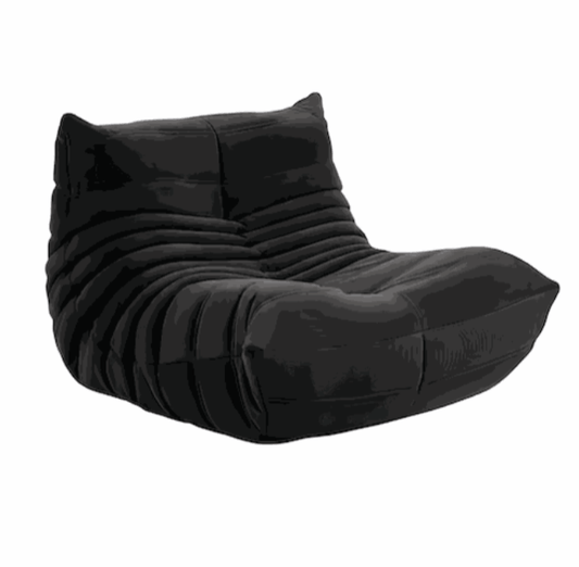 Black corduroy Caterpillar armchair with modern minimalist design and cozy polyether foam filling