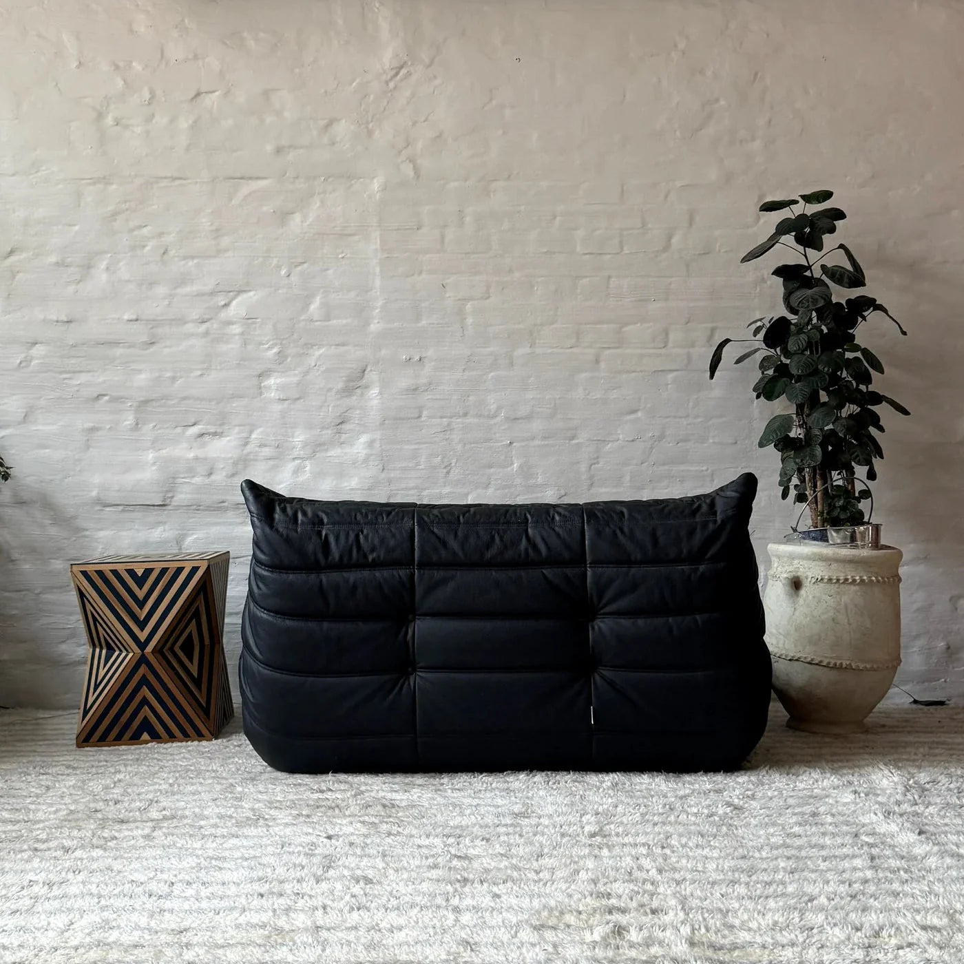 Premium Leather 3-Seater Sofa – Low-Profile Couch with Plush Cushions