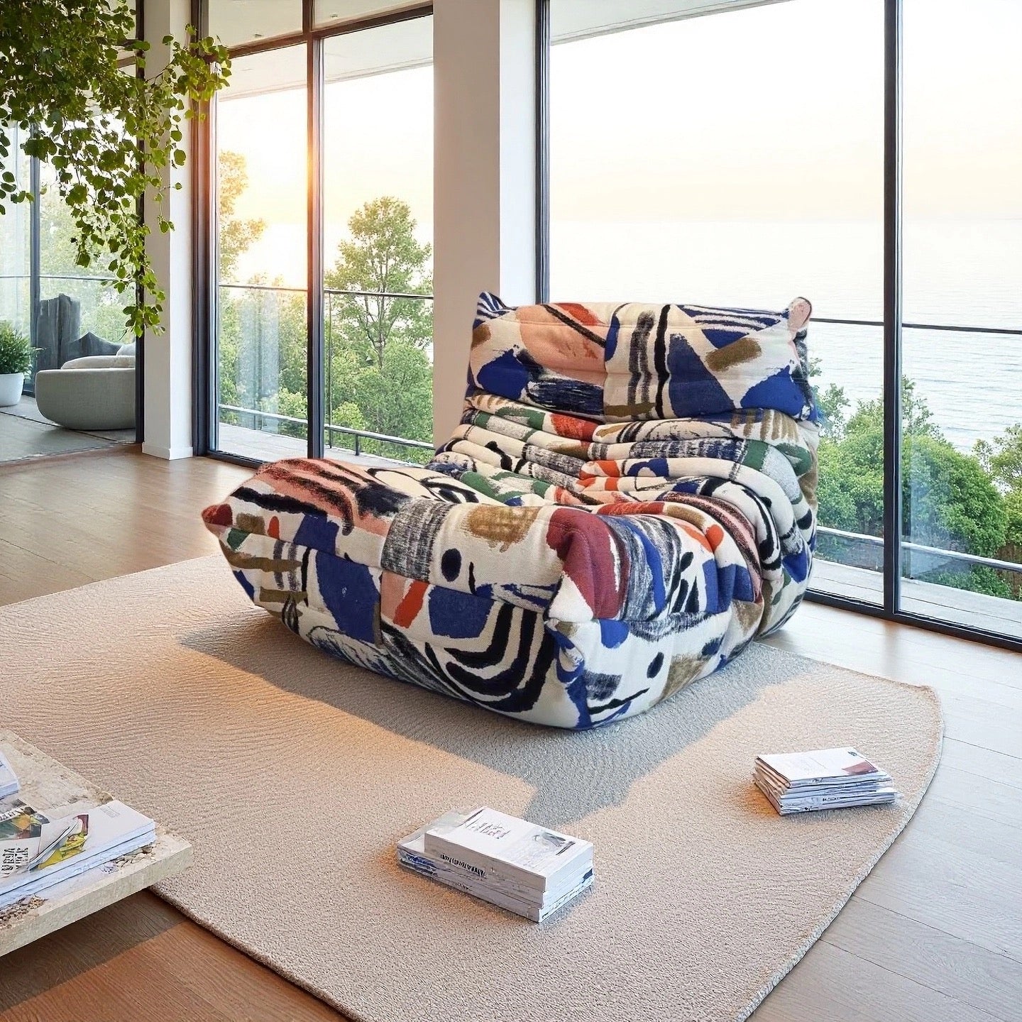 Wave Lounge Chair – Cozy Fabric Armless Seat in 9 Colors