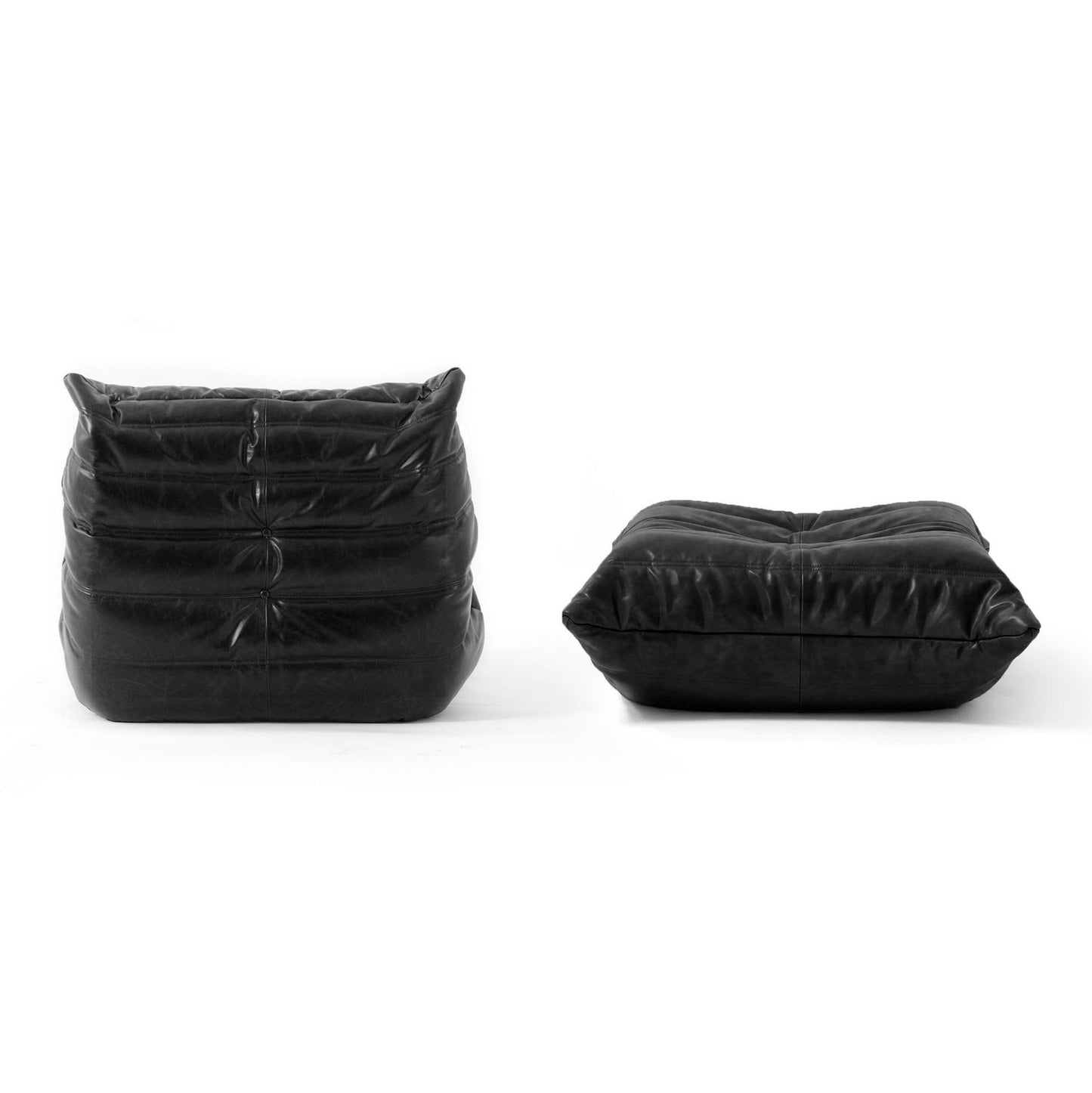 Wave Lounge Chair and Footstool Set – Cozy Upholstered 2-Piece