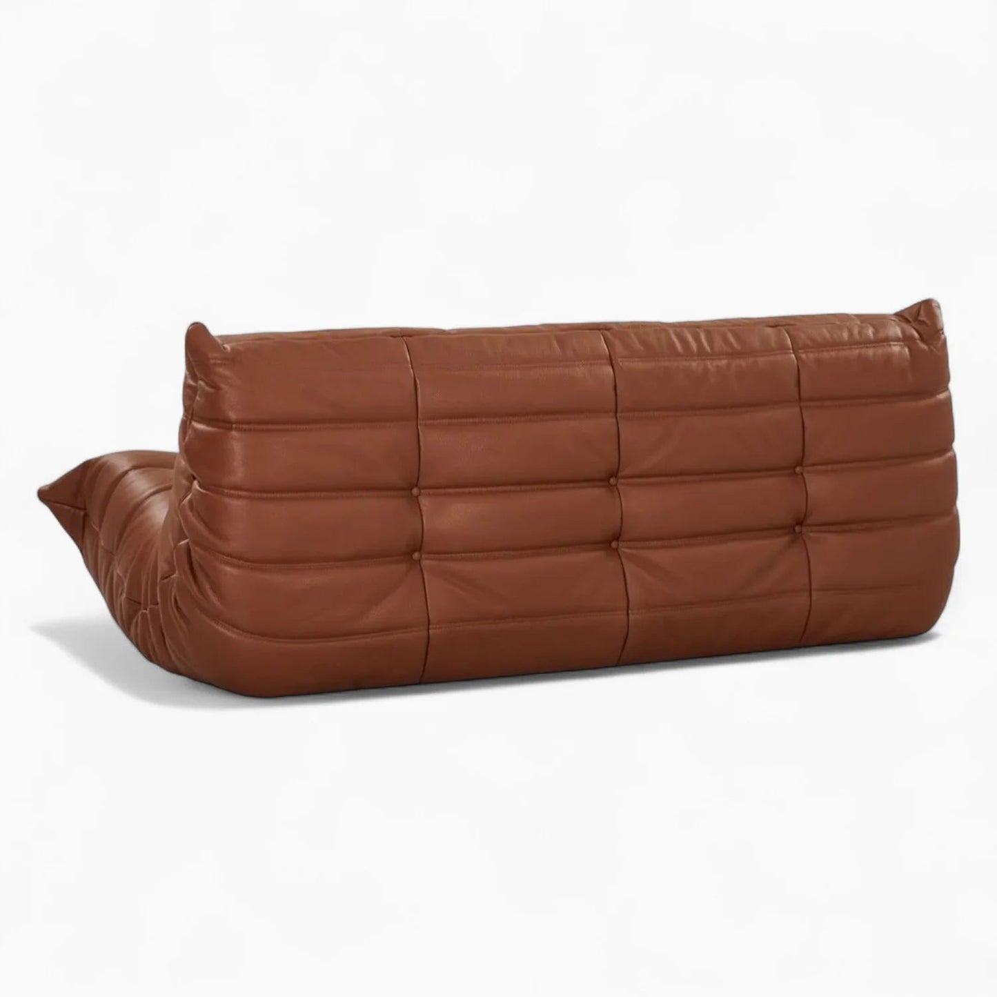 Premium Leather 3-Seater Sofa – Low-Profile Couch with Plush Cushions