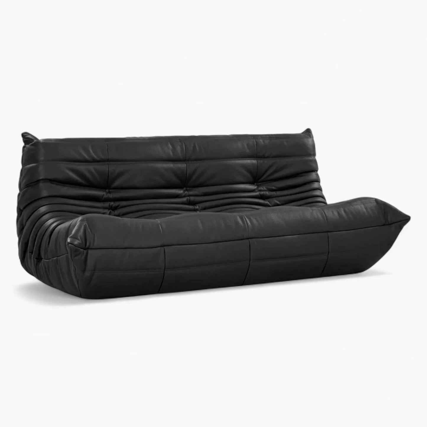 Premium Leather 3-Seater Sofa – Low-Profile Couch with Plush Cushions