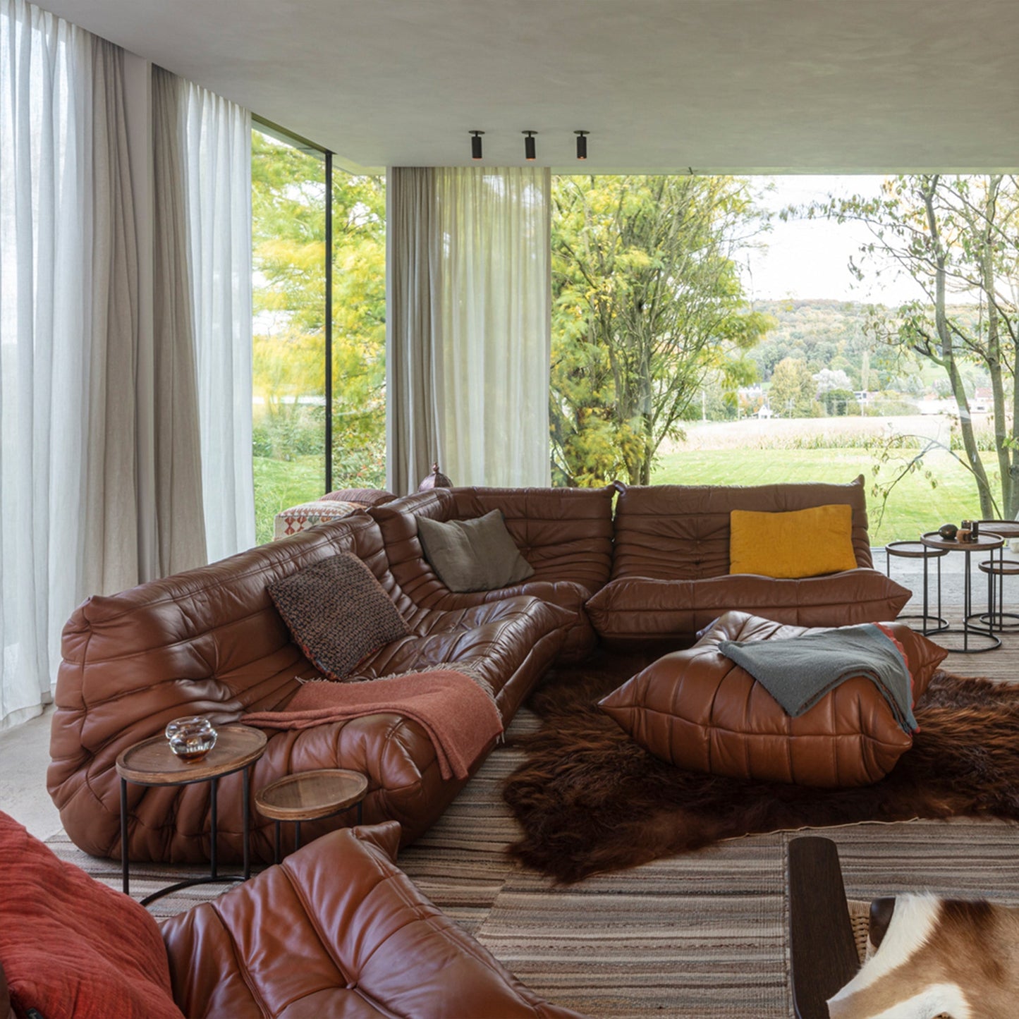 Premium Leather 3-Seater Sofa – Low-Profile Couch with Plush Cushions