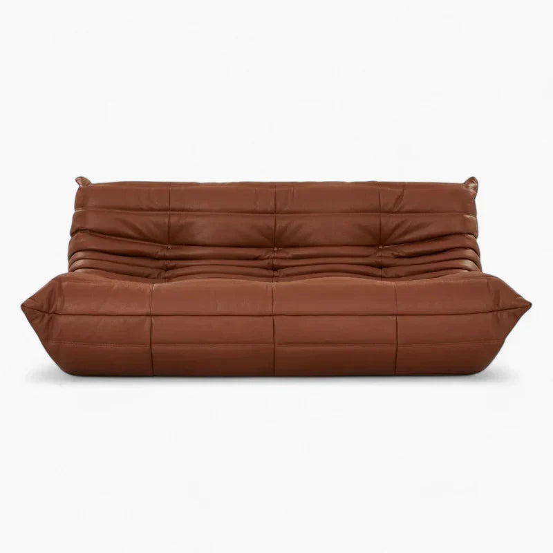 custom triple-seat leather sofa with plush cushions and modern design
