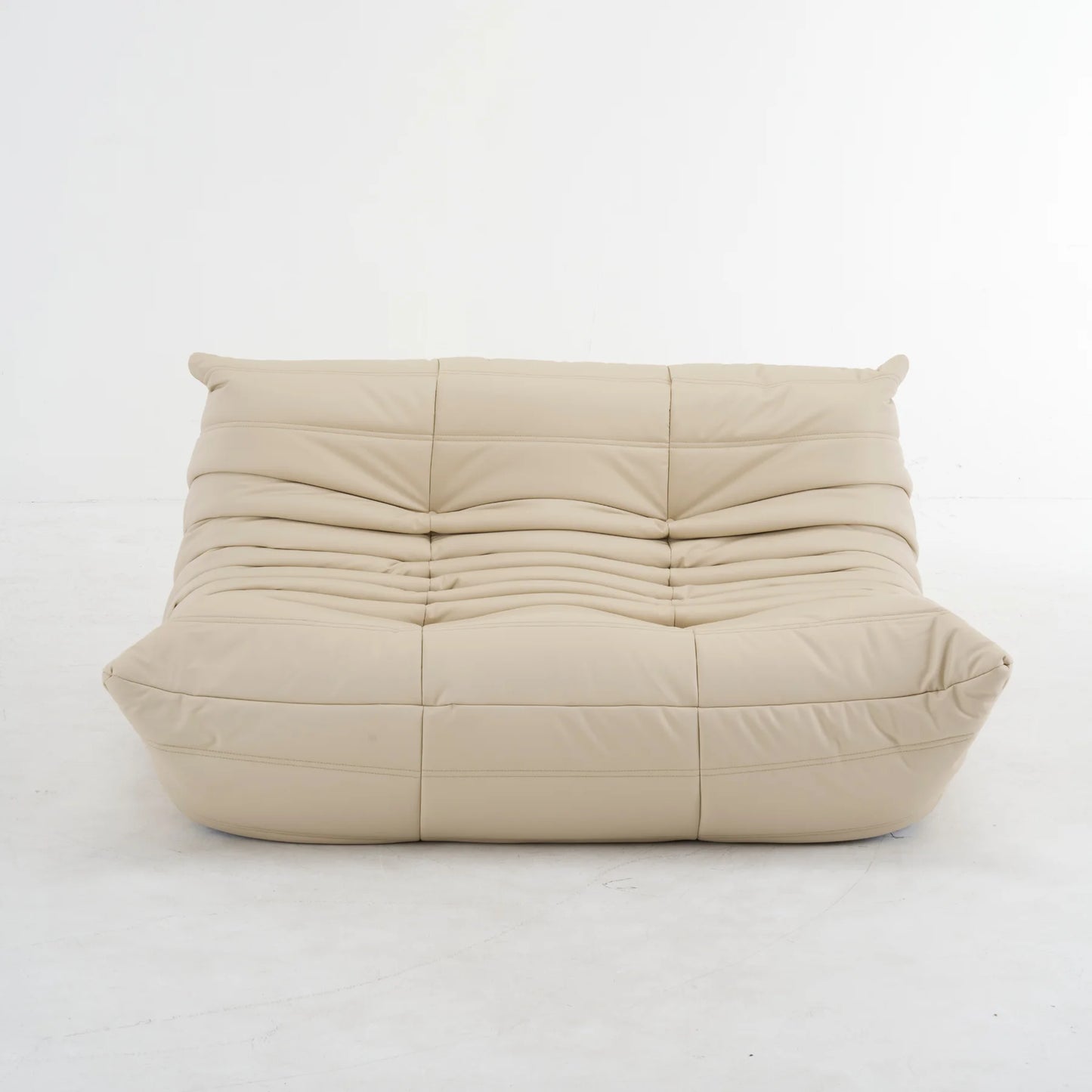 Plush Leather Loveseat Sofa – Low-Profile 2-Seater with Premium Upholstery