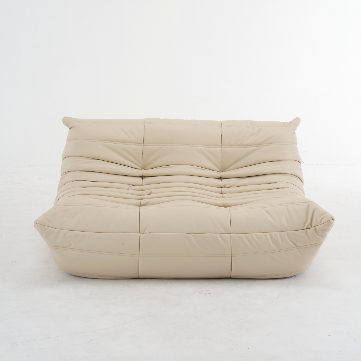 Plush Leather Loveseat Sofa – Low-Profile 2-Seater with Premium Upholstery