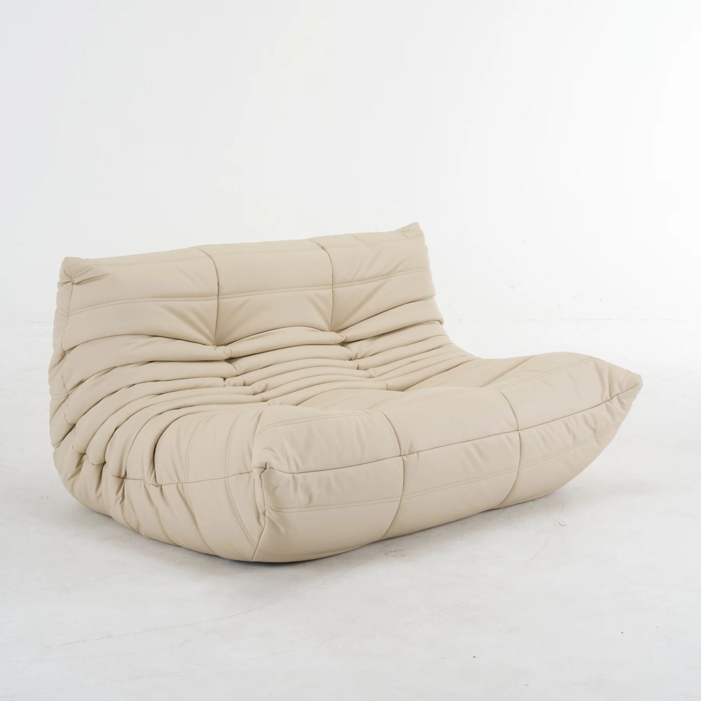 Plush Leather Loveseat Sofa – Low-Profile 2-Seater with Premium Upholstery