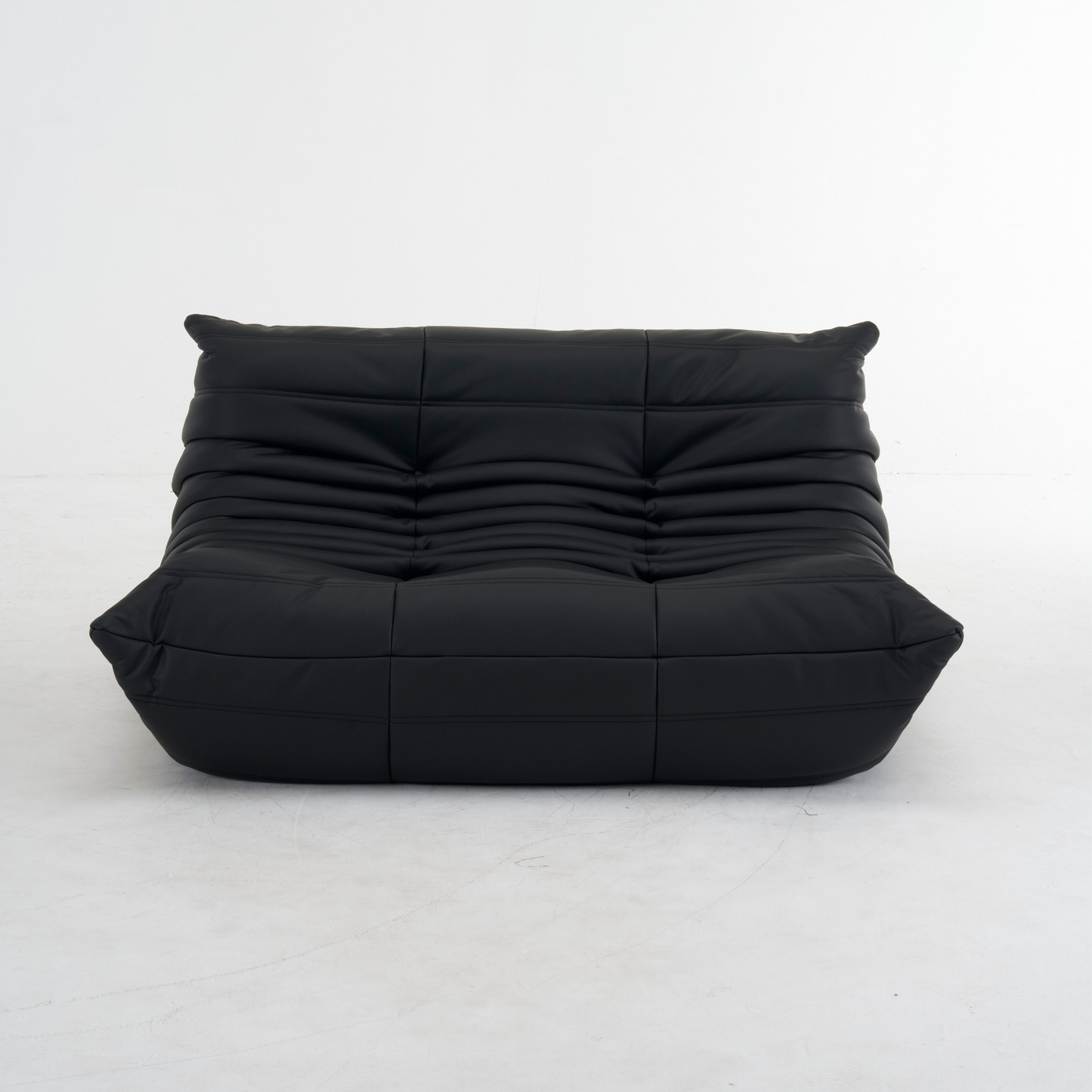 Plush Leather Loveseat Sofa – Low-Profile 2-Seater with Premium Upholstery