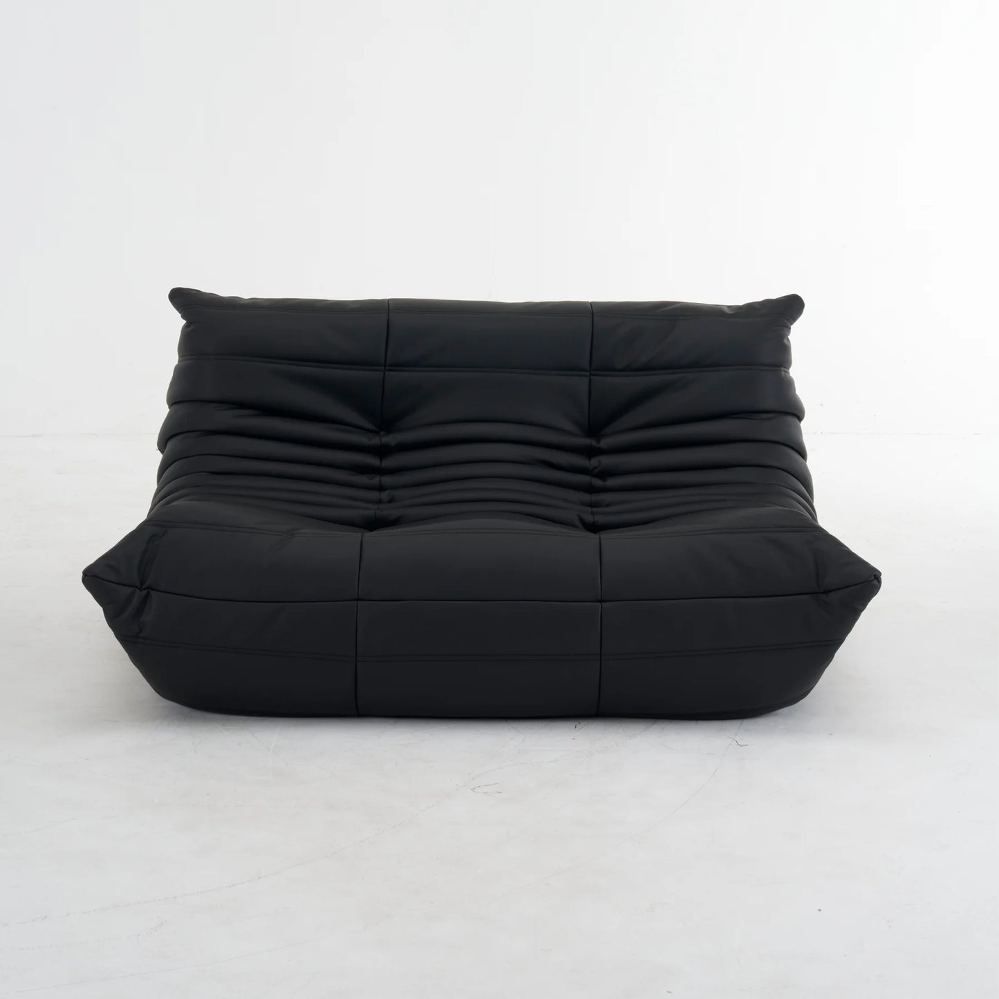 Plush Leather Loveseat Sofa – Low-Profile 2-Seater with Premium Upholstery