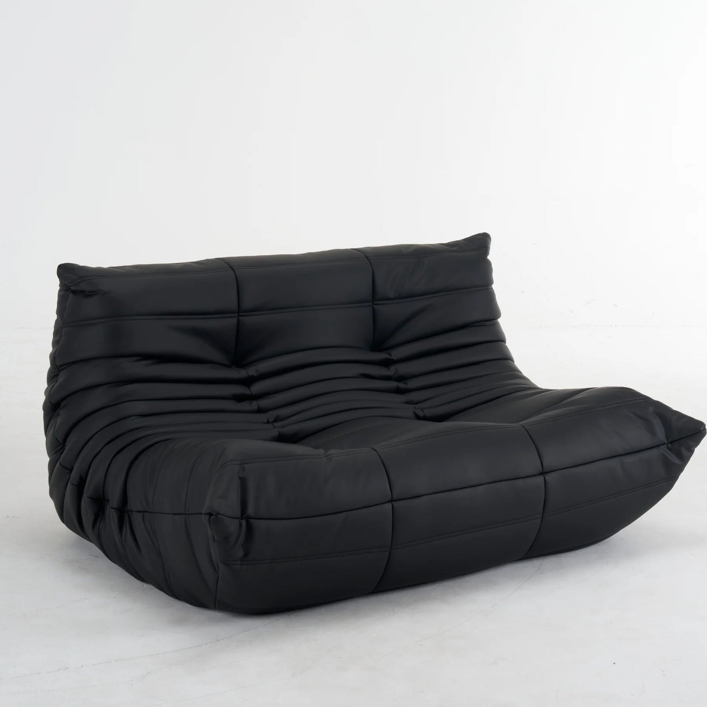 Plush Leather Loveseat Sofa – Low-Profile 2-Seater with Premium Upholstery