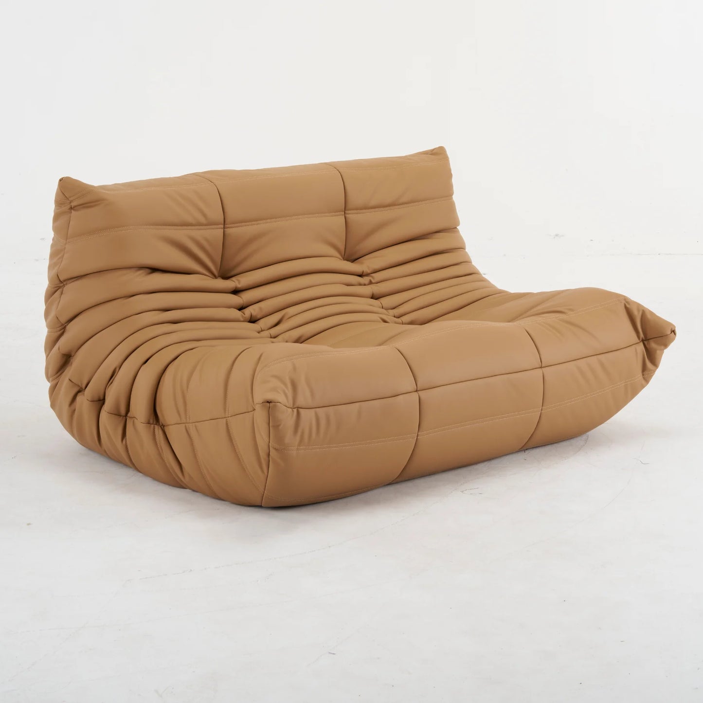 Plush Leather Loveseat Sofa – Low-Profile 2-Seater with Premium Upholstery