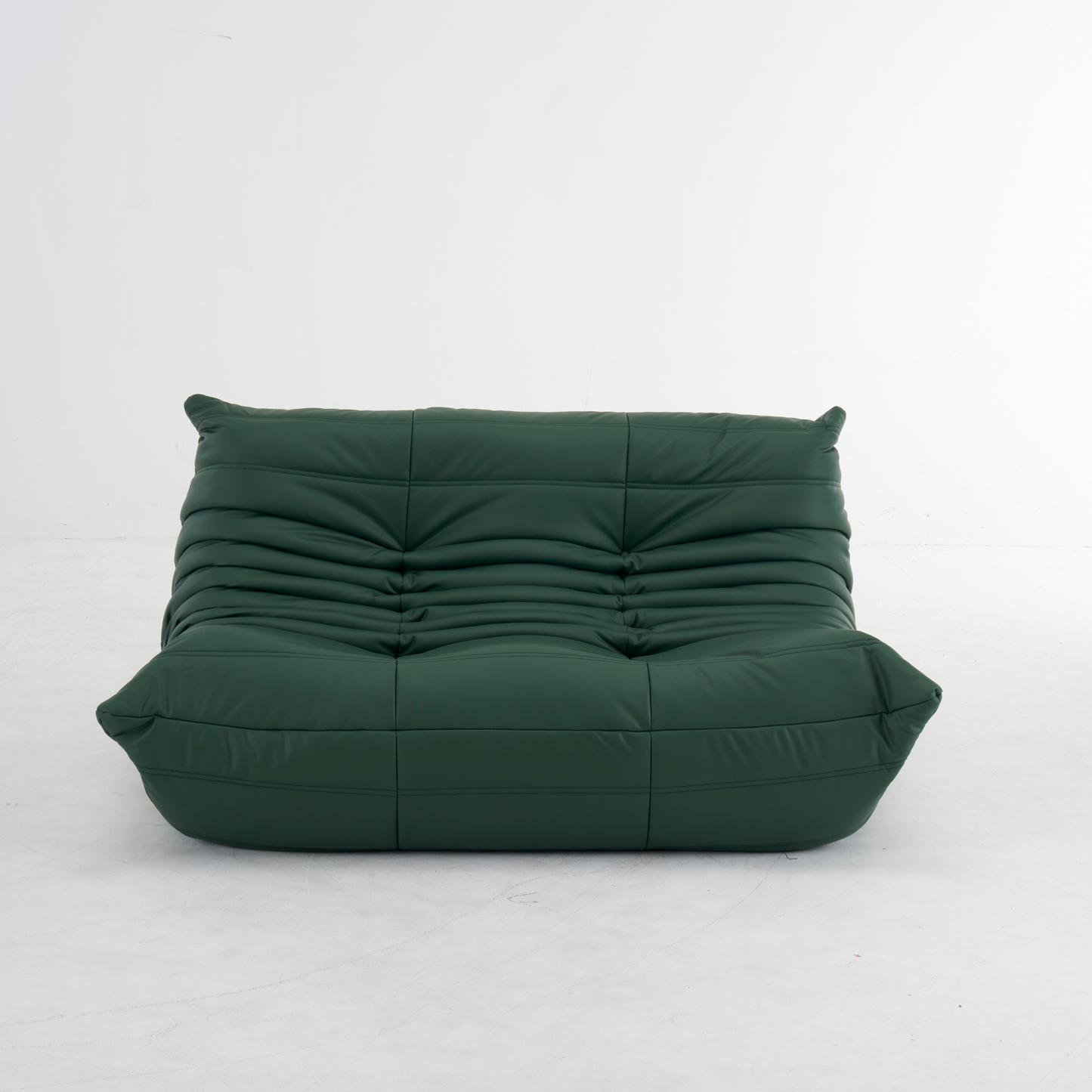 Plush Leather Loveseat Sofa – Low-Profile 2-Seater with Premium Upholstery