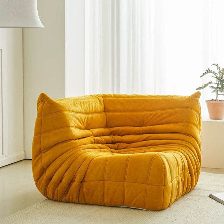 Modern suede Caterpillar sofa L-shaped sectional couch in living room