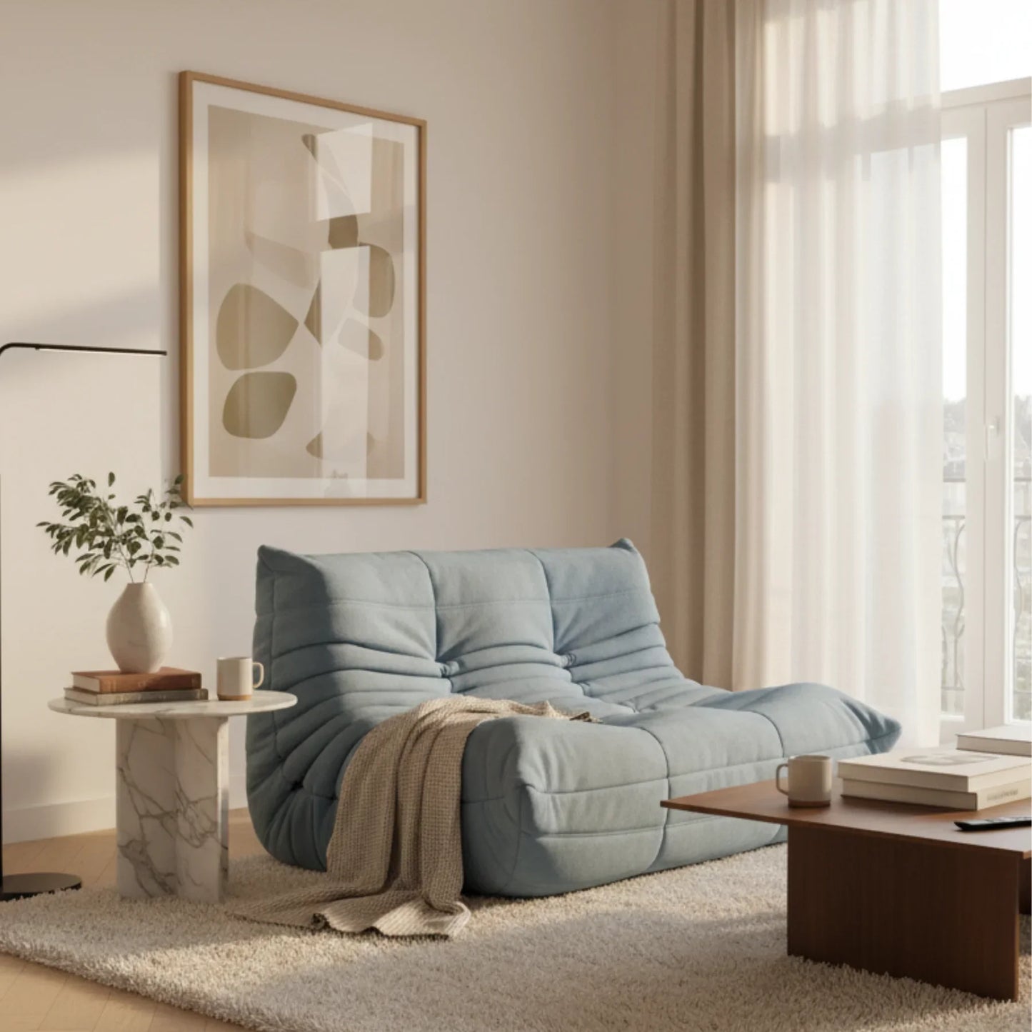 Fireside Loveseat Leather modern two-seater sofa with plush cushions and premium leather upholstery