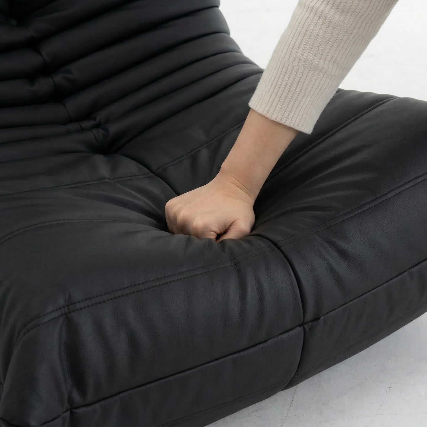 Plush Leather Loveseat Sofa – Low-Profile 2-Seater with Premium Upholstery
