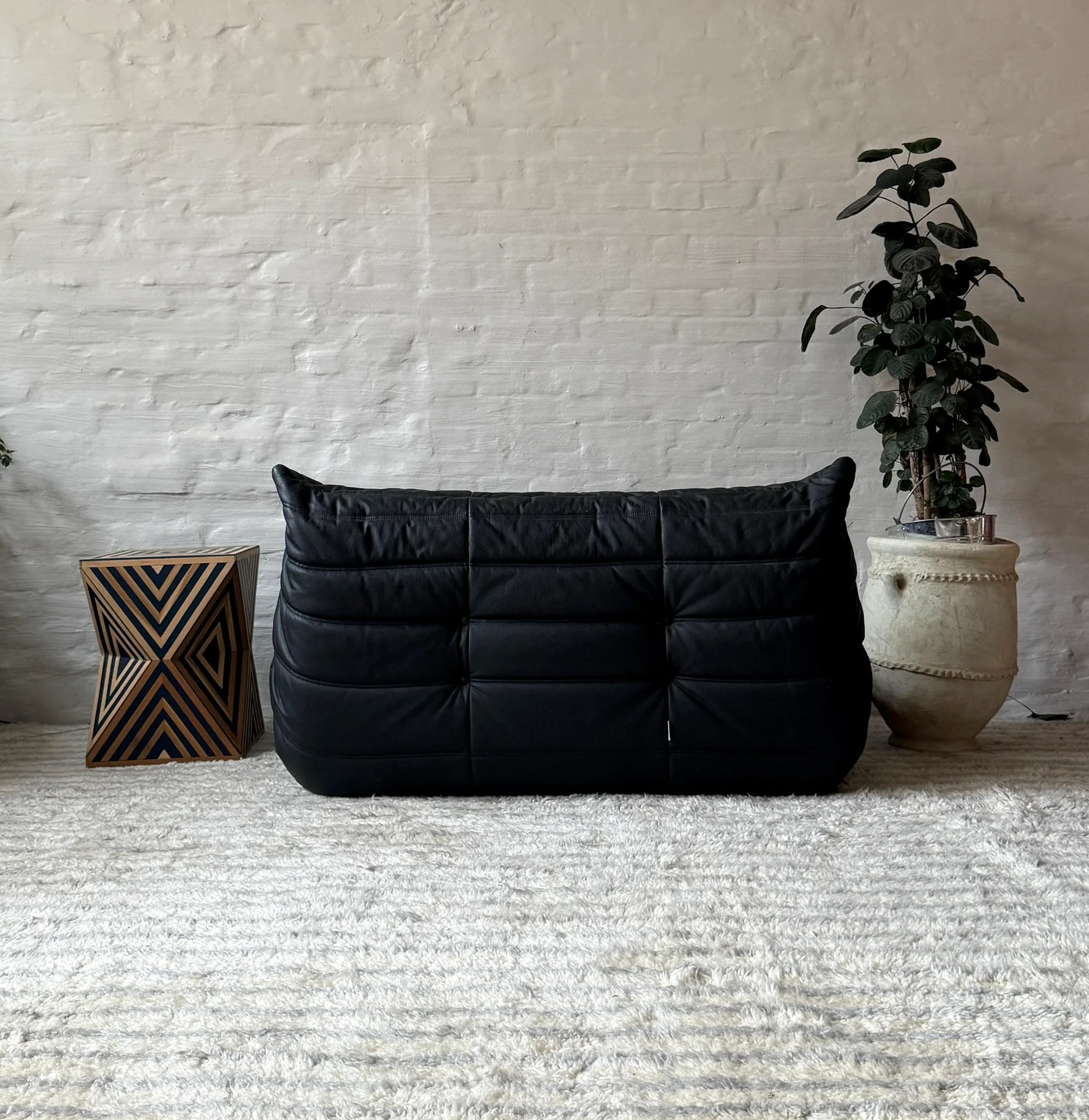 Premium Leather 3-Seater Sofa – Low-Profile Couch with Plush Cushions